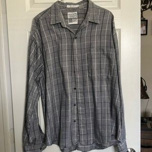 Trader Bay Navy & White Small Houndstooth Plaid Pattern Long Sleeved XLg Shirt